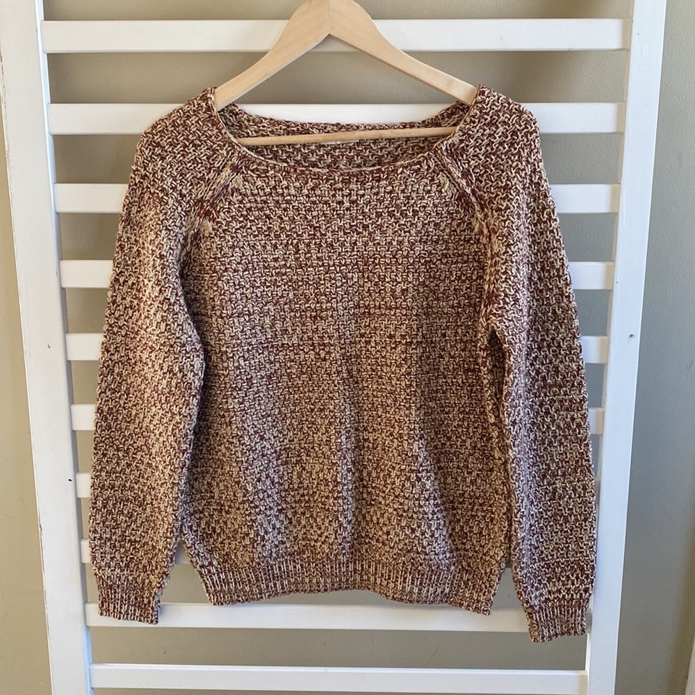 JOIE Metallic Gold Crew Neck Long Sleeve Sweater Size Small